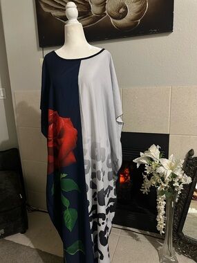 Rose cheetah print maxi dress woman’s Sz XL